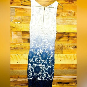 Buffalo David Bitton ombre cream navy bodycon crochet lace overlay party  USXS